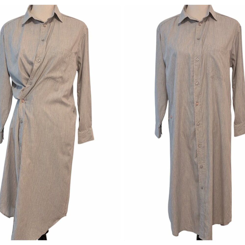 Wear Cisco Women Sz XS/S Blue Gray 100% Cotton Convertible Midi Wrap/Shirt Dress